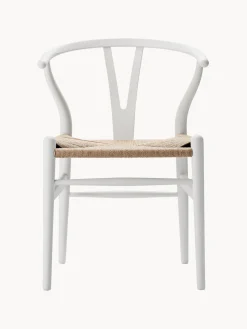 Sillas>Carl Hansen & Søn Silla de madera con asiento tejido a mano CH24 Madera de haya pintada en blanco, beige