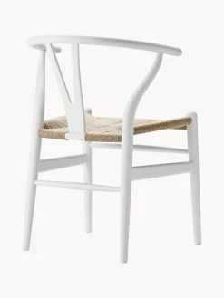 Sillas>Carl Hansen & Søn Silla de madera con asiento tejido a mano CH24 Madera de haya pintada en blanco, beige