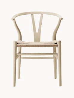 Sillas>Carl Hansen & Søn Silla de madera con asiento tejido a mano CH24 Madera de haya pintada en beige claro, beige