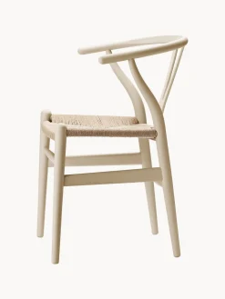 Sillas></noscript>Carl Hansen & Søn Silla de madera con asiento tejido a mano CH24 Madera de haya pintada en beige claro, beige