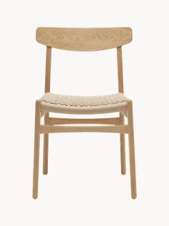 Sillas De Madera|Sillas>Carl Hansen & Søn Silla de madera con asiento tejido a mano CH23 Madera de roble barnizada, beige claro