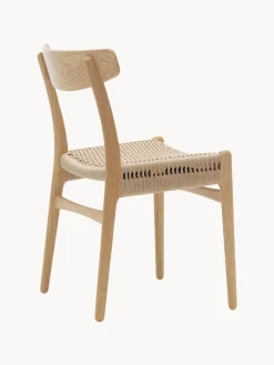 Sillas De Madera|Sillas></noscript>Carl Hansen & Søn Silla de madera con asiento tejido a mano CH23 Madera de roble barnizada, beige claro