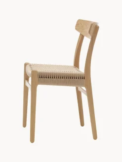 Sillas De Madera|Sillas></noscript>Carl Hansen & Søn Silla de madera con asiento tejido a mano CH23 Madera de roble barnizada, beige claro