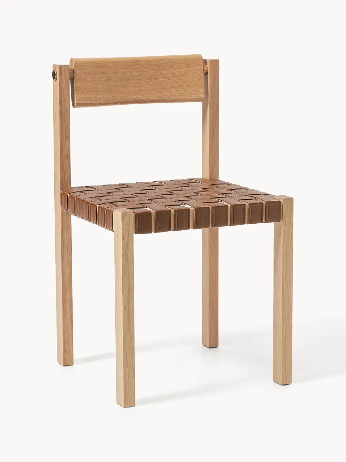 Sillas>Westwing Collection Silla de madera con asiento de cuero Liza Cuero marrón, madera de roble
