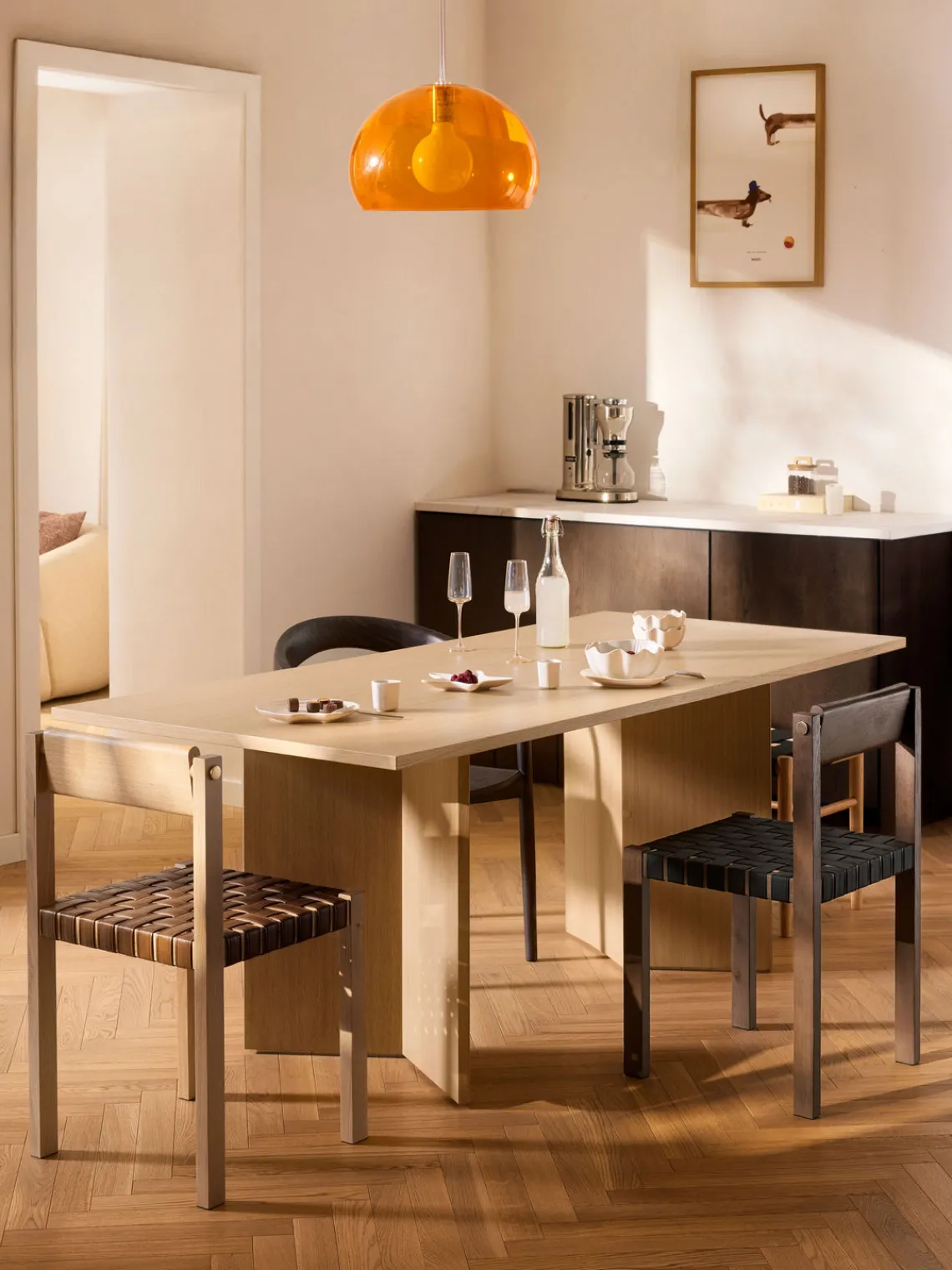 Discount Silla de madera con asiento de cuero Liza Sillas