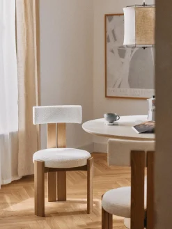 Discount Silla de madera con tapizado bouclé Katya Sillas