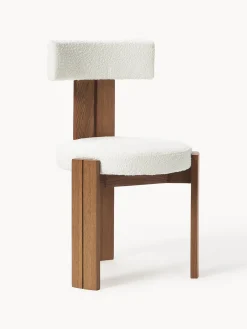 New Silla de madera con tapizado bouclé Katya Sillas