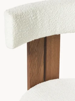 New Silla de madera con tapizado bouclé Katya Sillas