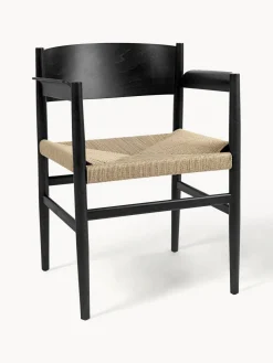 New Silla de madera de haya artesanal con asiento tejido Nestor Sillas De Madera|Sillas Con Reposabrazos
