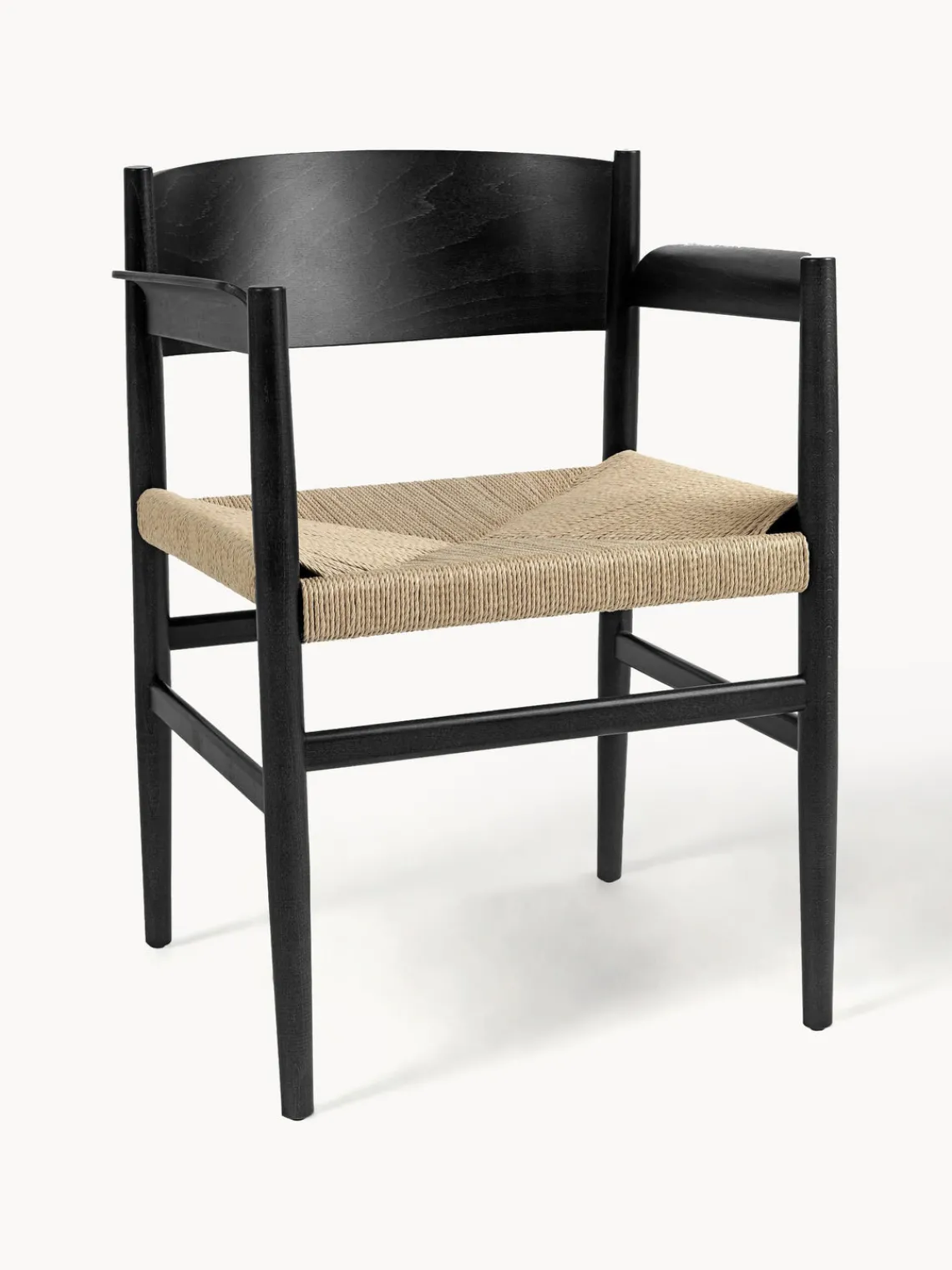 New Silla de madera de haya artesanal con asiento tejido Nestor Sillas De Madera|Sillas Con Reposabrazos