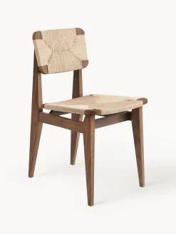 Best Silla de madera de nogal con asiento trenzado C-Chair Sillas De Madera|Sillas