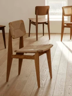 Best Silla de madera de nogal con asiento trenzado C-Chair Sillas De Madera|Sillas