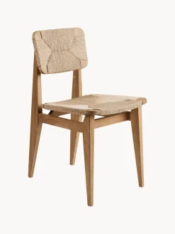 Sillas De Madera|Sillas>GUBI Silla de madera de roble con asiento trenzado C-Chair Madera de roble, beige claro