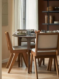 Sillas De Madera|Sillas>Westwing Collection Silla de madera tapizada Sissi Tejido blanco crema, madera de roble oscura