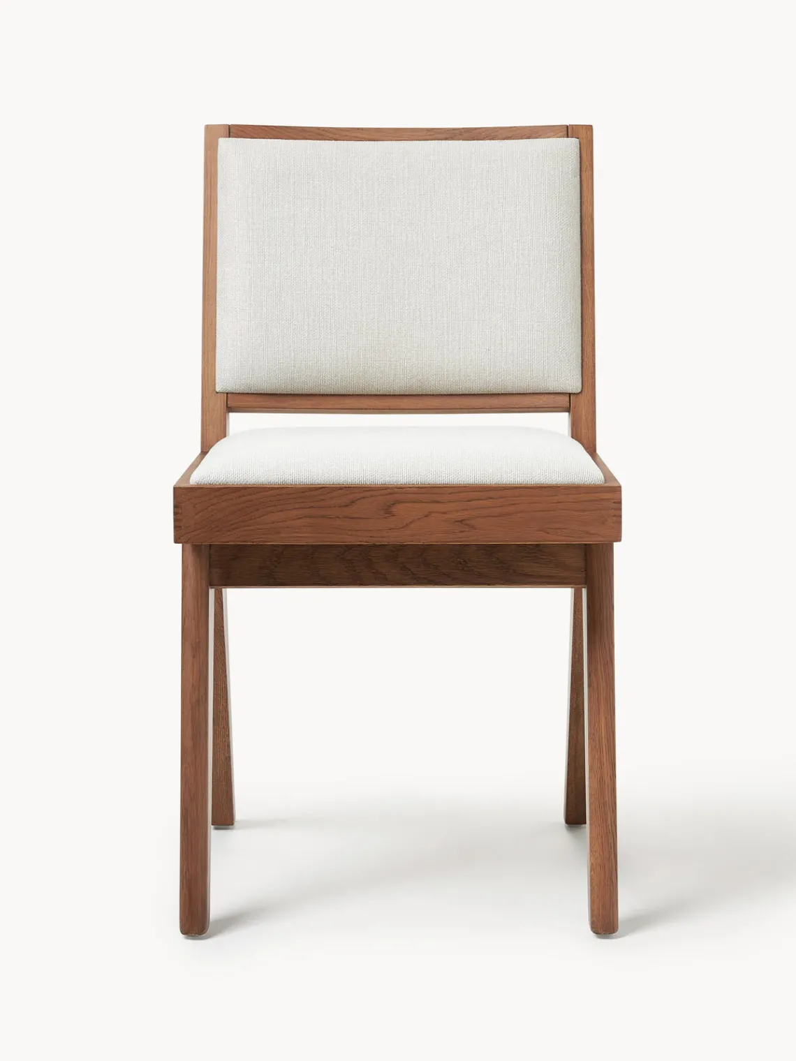 Sillas De Madera|Sillas>Westwing Collection Silla de madera tapizada Sissi Tejido blanco crema, madera de roble oscura