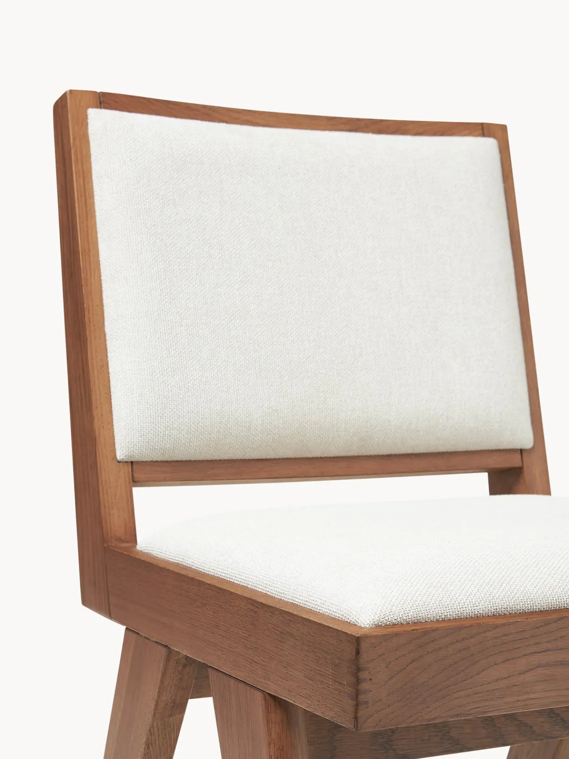 Sillas De Madera|Sillas>Westwing Collection Silla de madera tapizada Sissi Tejido blanco crema, madera de roble oscura