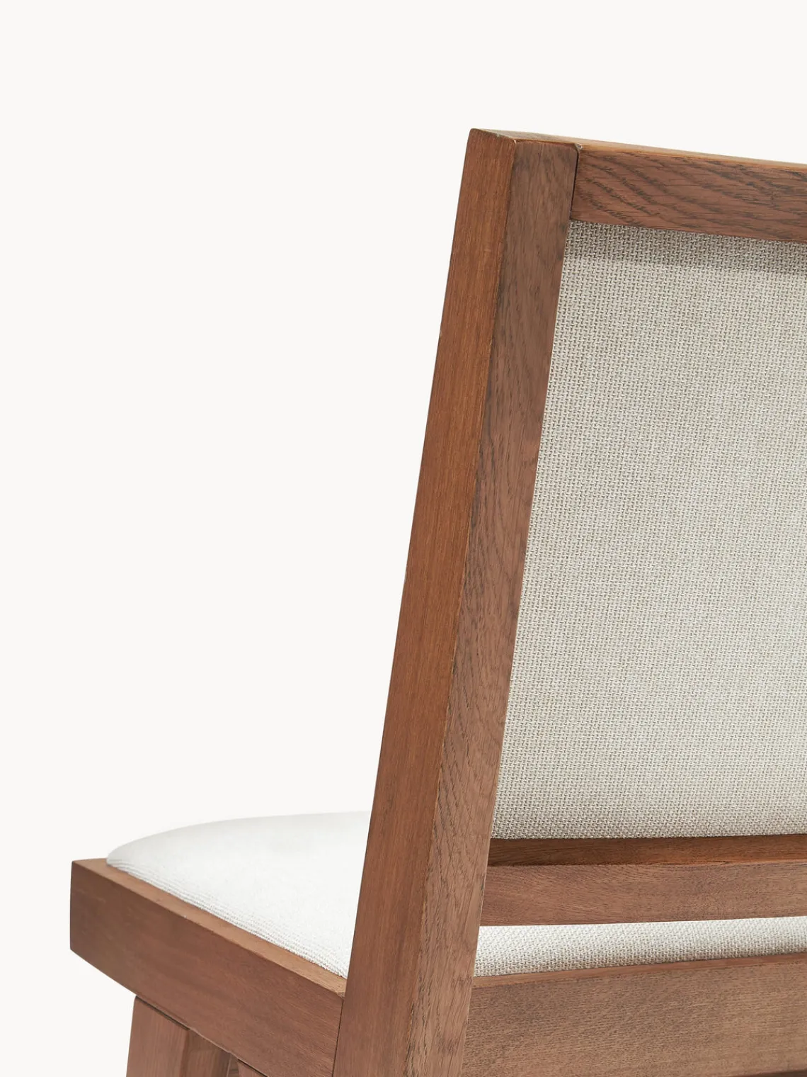 Sillas De Madera|Sillas>Westwing Collection Silla de madera tapizada Sissi Tejido blanco crema, madera de roble oscura