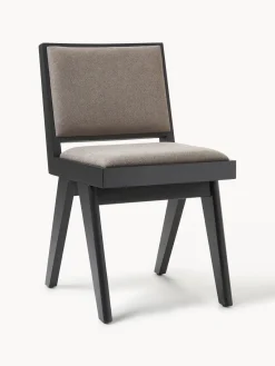 Sillas De Madera|Sillas>Westwing Collection Silla de madera tapizada Sissi Tejido greige, negro