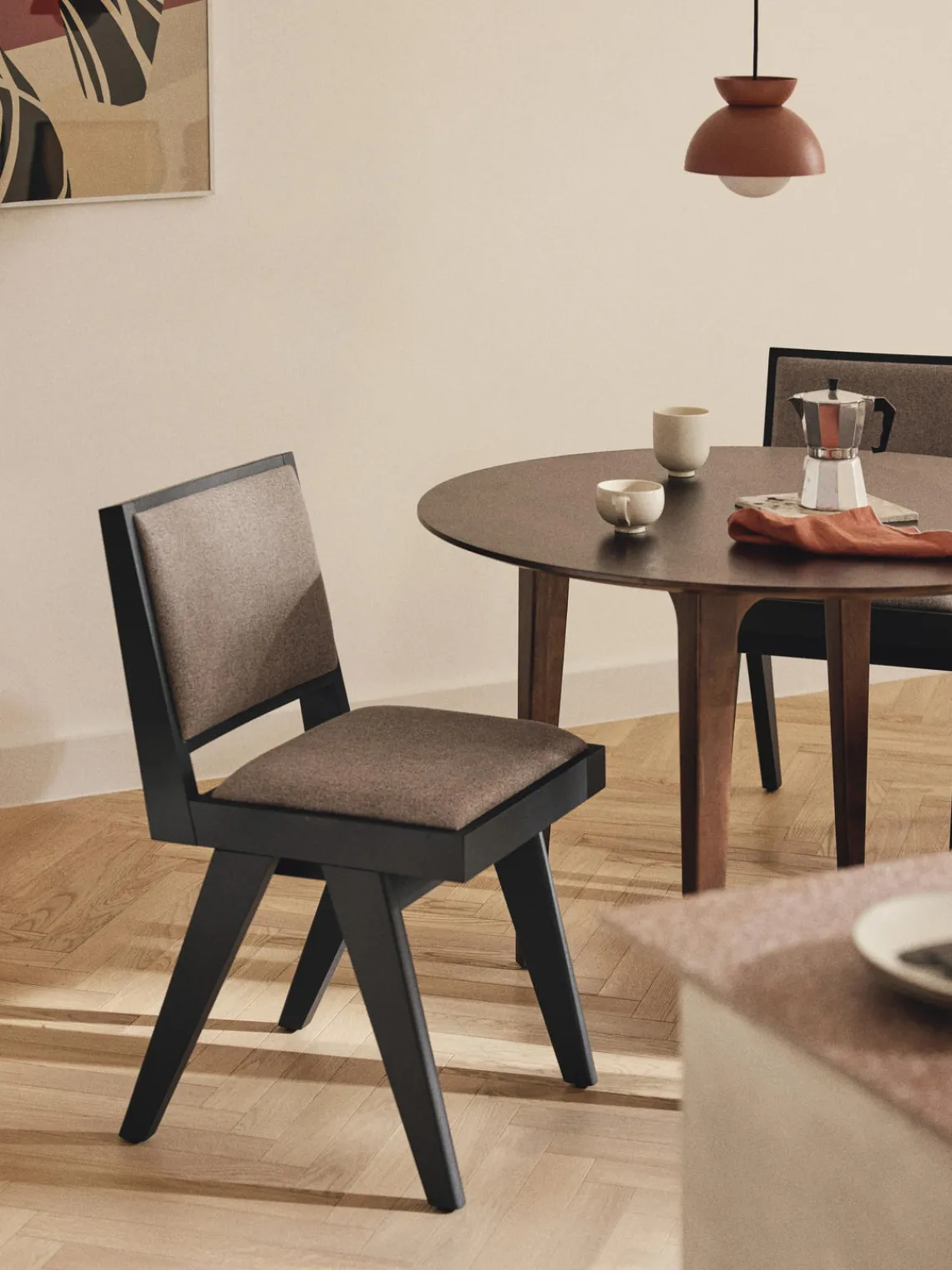 Sillas De Madera|Sillas>Westwing Collection Silla de madera tapizada Sissi Tejido greige, negro