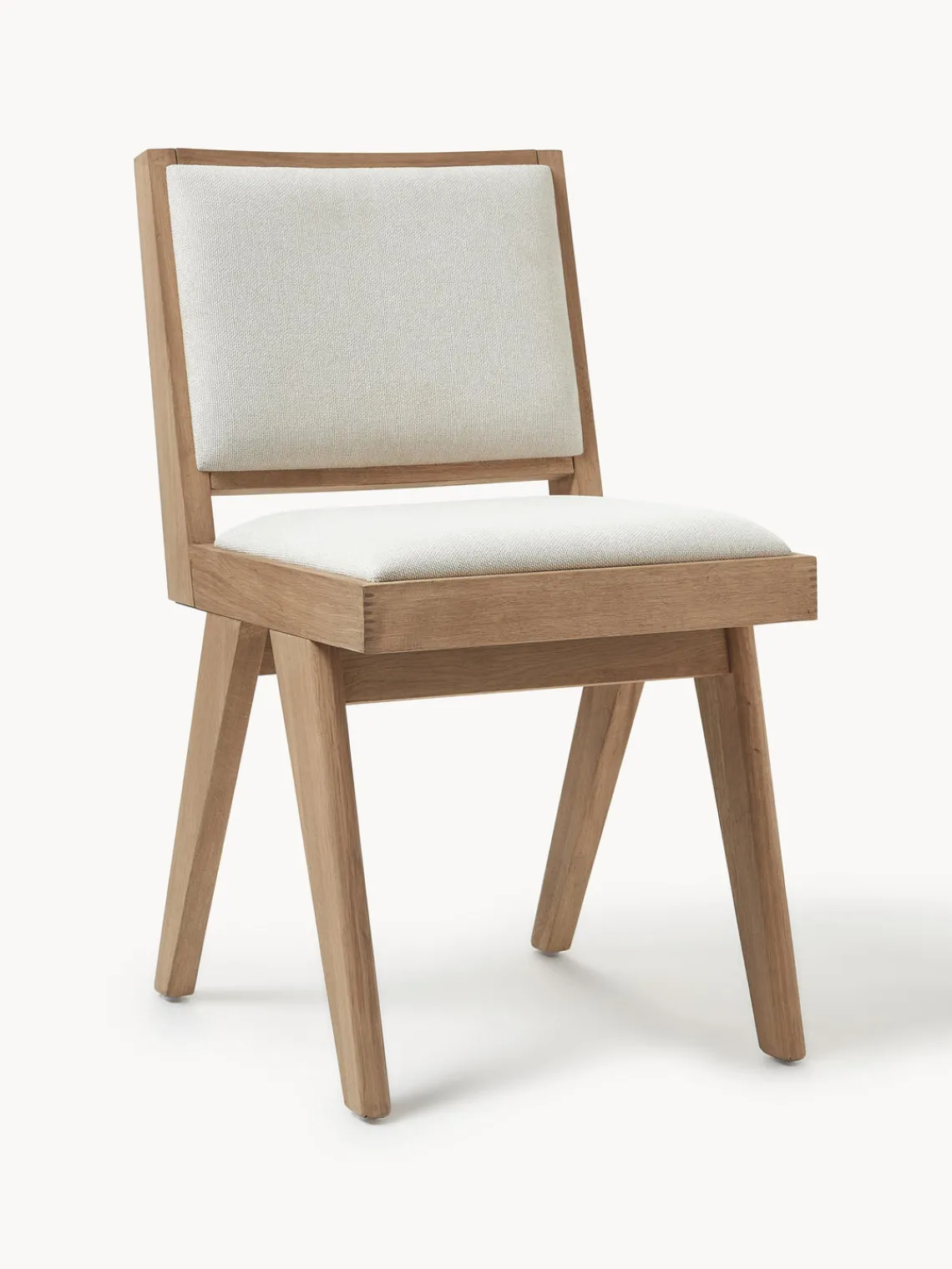 Sillas De Madera|Sillas>Westwing Collection Silla de madera tapizada Sissi Tejido blanco crema, madera de roble clara