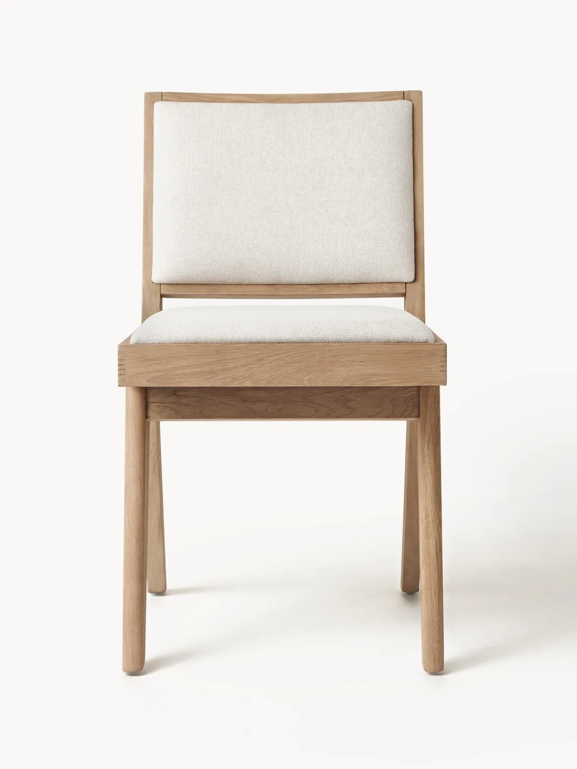 Sillas De Madera|Sillas>Westwing Collection Silla de madera tapizada Sissi Tejido blanco crema, madera de roble clara