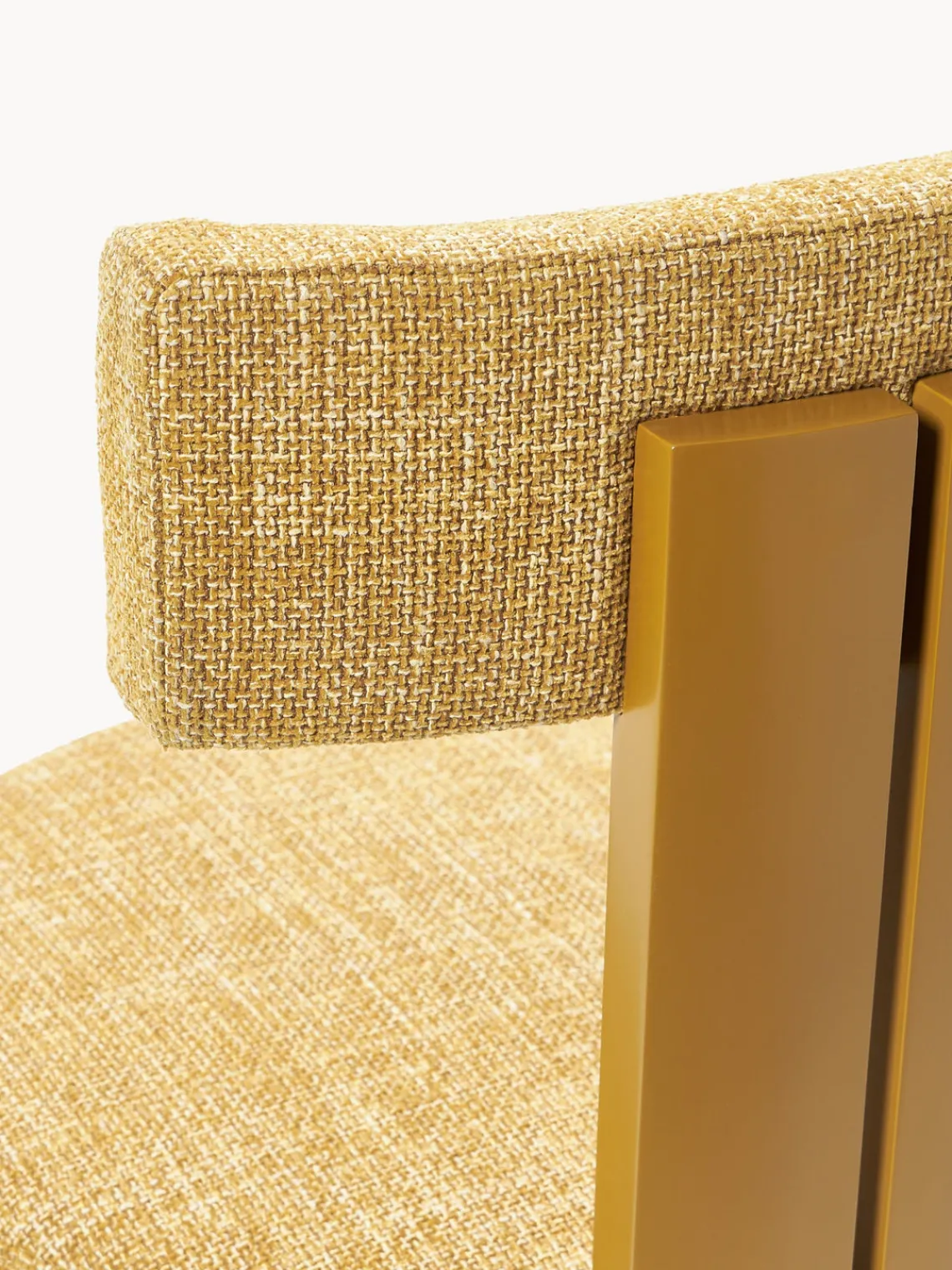 Sillas>Westwing Collection Silla de madera tapizada Katya Tejido grueso amarillo mostaza, madera de roble lacada en amarillo mostaza