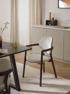 Discount Silla de madera tapizado en tejido bouclé Maia Sillas