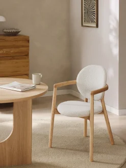 Outlet Silla de madera tapizado en tejido bouclé Maia Sillas