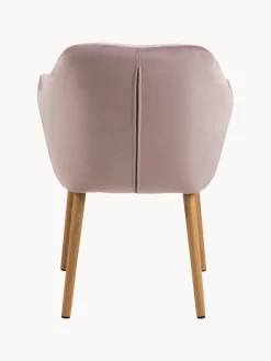 Silla de terciopelo con reposabrazos y con patas de madera Emilia Sillas Con Reposabrazos|Sillas