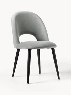 Sillas>Westwing Collection Silla de terciopelo Rachel Terciopelo gris claro, negro mate