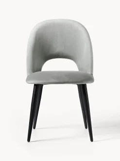 Sillas>Westwing Collection Silla de terciopelo Rachel Terciopelo gris claro, negro mate