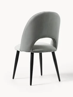 Sillas></noscript>Westwing Collection Silla de terciopelo Rachel Terciopelo gris claro, negro mate