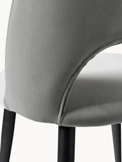 Sillas></noscript>Westwing Collection Silla de terciopelo Rachel Terciopelo gris claro, negro mate