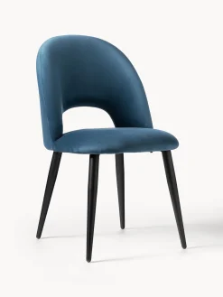 Sillas>Westwing Collection Silla de terciopelo Rachel Terciopelo azul, negro mate