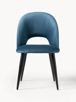Sillas>Westwing Collection Silla de terciopelo Rachel Terciopelo azul, negro mate