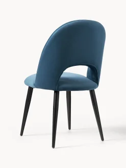 Sillas></noscript>Westwing Collection Silla de terciopelo Rachel Terciopelo azul, negro mate