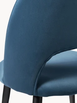 Sillas></noscript>Westwing Collection Silla de terciopelo Rachel Terciopelo azul, negro mate