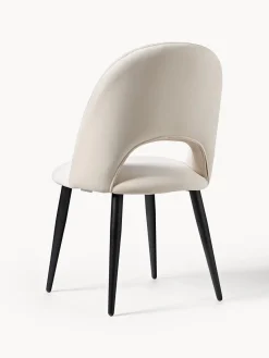 Sillas></noscript>Westwing Collection Silla de terciopelo Rachel Terciopelo blanco crema, negro mate