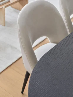 Sillas></noscript>Westwing Collection Silla de terciopelo Rachel Terciopelo blanco crema, negro mate