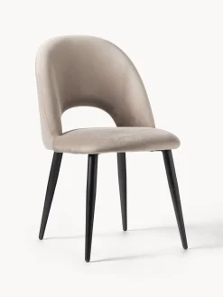 Sillas>Westwing Collection Silla de terciopelo Rachel Terciopelo taupe, negro mate