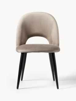 Sillas></noscript>Westwing Collection Silla de terciopelo Rachel Terciopelo taupe, negro mate