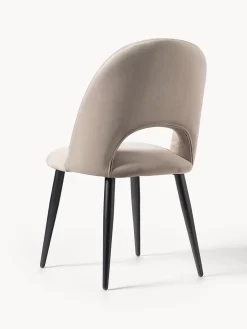 Sillas></noscript>Westwing Collection Silla de terciopelo Rachel Terciopelo taupe, negro mate