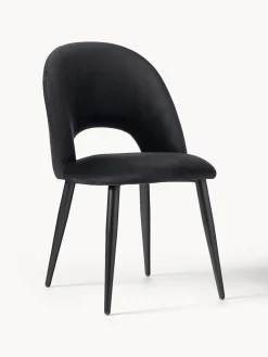 Sillas>Westwing Collection Silla de terciopelo Rachel Terciopelo negro, negro mate