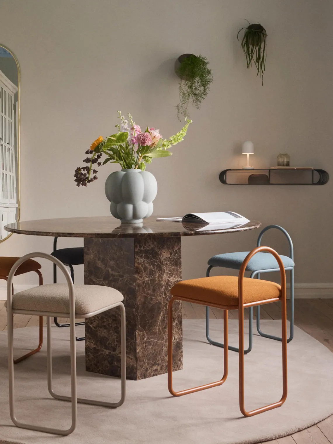 Sillas>AYTM Silla en tejido bouclé Angui Bouclé gris azulado