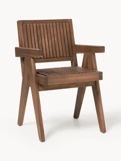 Sillas De Jardín|Sillas De Jardí­N>Westwing Collection Silla para exterior con reposabrazos de madera de acacia Sissi Madera de acacia oscura