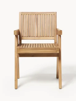 Sillas De Jardín|Sillas De Jardí­N>Westwing Collection Silla para exterior con reposabrazos de madera de acacia Sissi Madera de acacia clara
