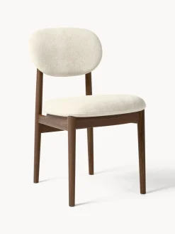 Sillas>Westwing Collection Silla tapizada Ash Tejido Off White, madera de fresno oscura