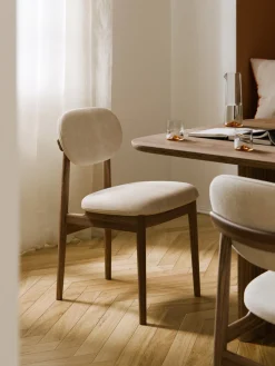 Sillas>Westwing Collection Silla tapizada Ash Tejido Off White, madera de fresno oscura