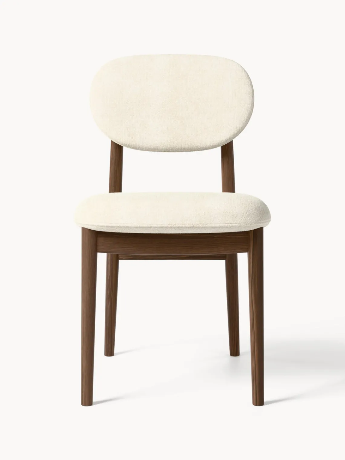Sillas>Westwing Collection Silla tapizada Ash Tejido Off White, madera de fresno oscura
