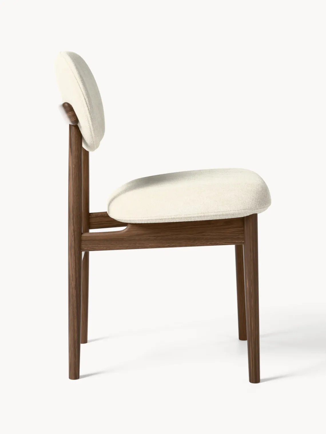 Sillas>Westwing Collection Silla tapizada Ash Tejido Off White, madera de fresno oscura